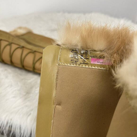 VTG Y2K Baby Phat Tan Faux Fur Trim Lace Up Knee High Boot Quilted Retro Sz 8.5B - Picture 11 of 12